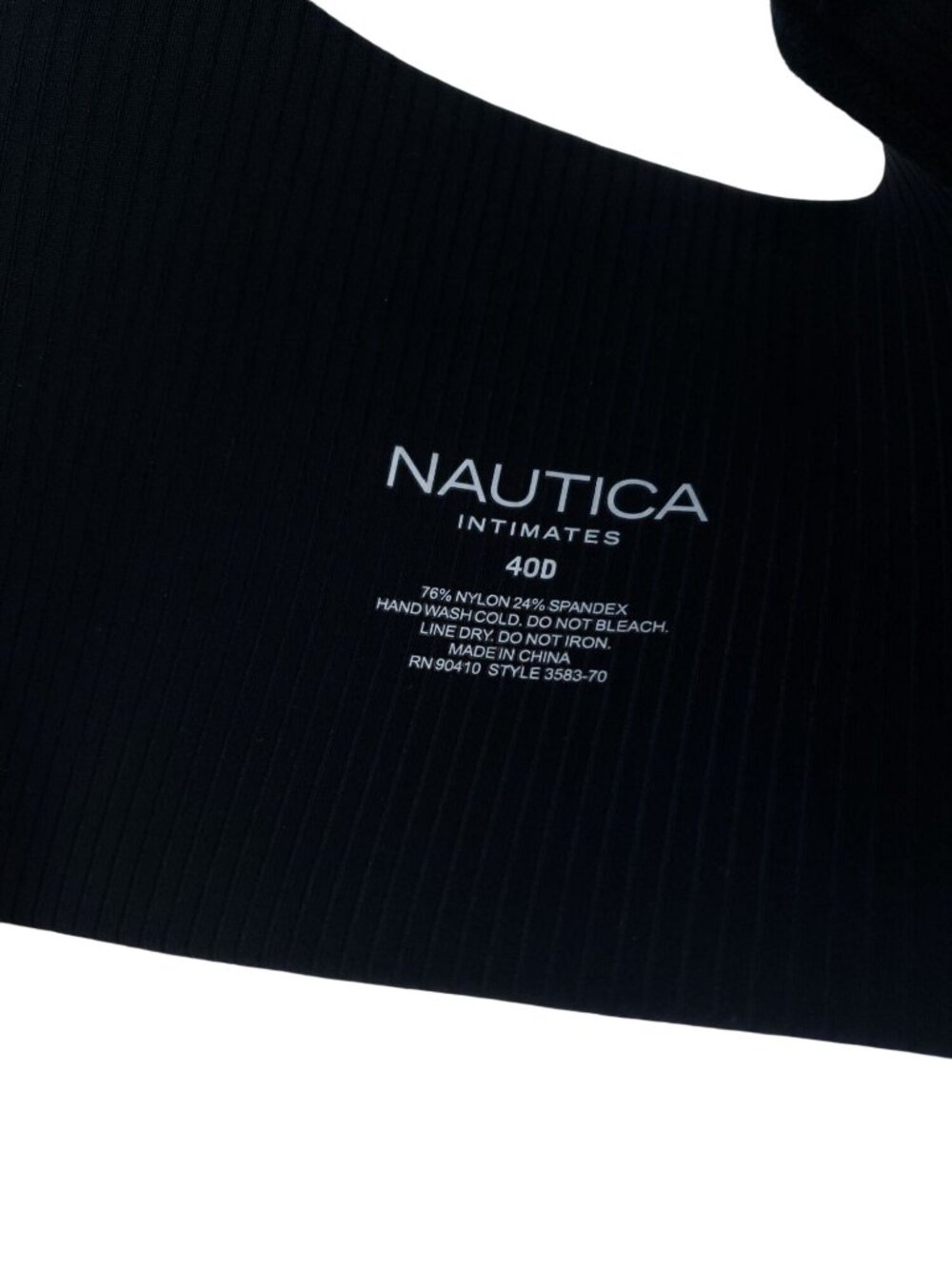 Nautica Intimates Unlined Black Bra Size 40D Adjustable Straps Underwire Ribbed - Picture 5 of 5